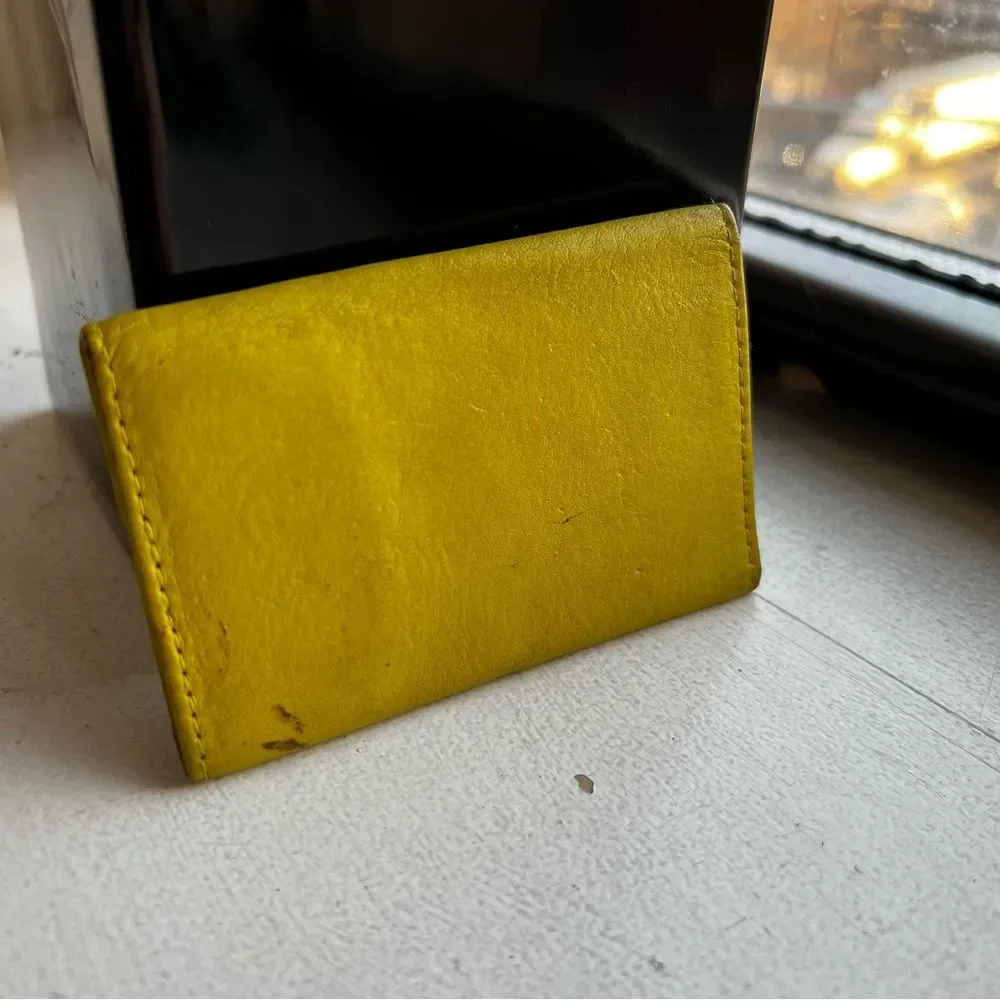 Christian Dior Key Holder, CD Compact Wallet Olive Green/Yellow Authentic